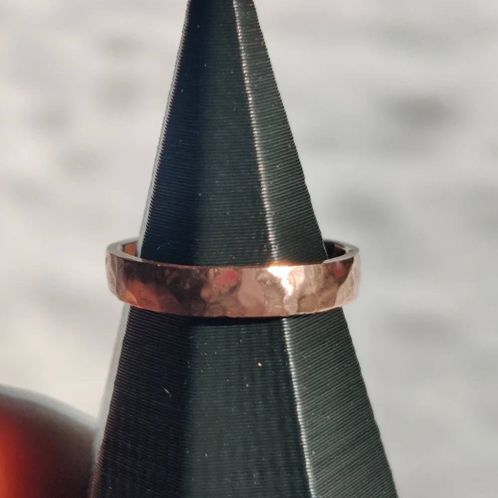 Copper Ring Size 3.75 Band Minimal Texture Hammered Solid Handcrafted Made USA - Picture 1 of 8